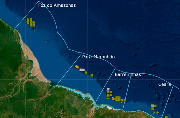 El área denominada Margen Ecuatorial está formada por Foz do Amazonas, Pará-Maranhão y Barreirinhas.