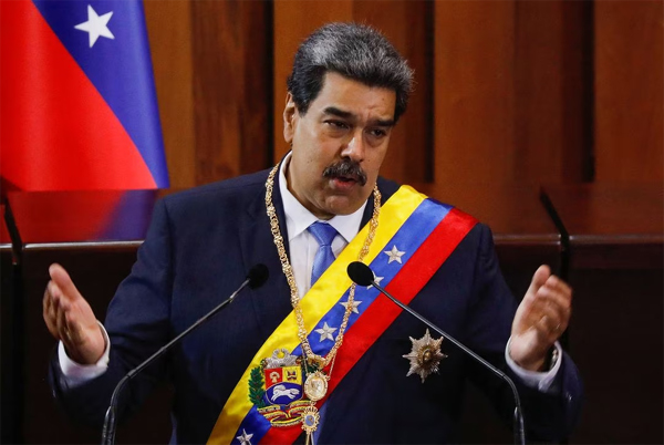 El presidente de Venezuela, Nicolás Maduro, pronuncia un discurso frente a los magistrados del Tribunal Supremo de Justicia de Venezuela durante la apertura del nuevo período judicial, en Caracas, Venezuela 31 de enero 2023.