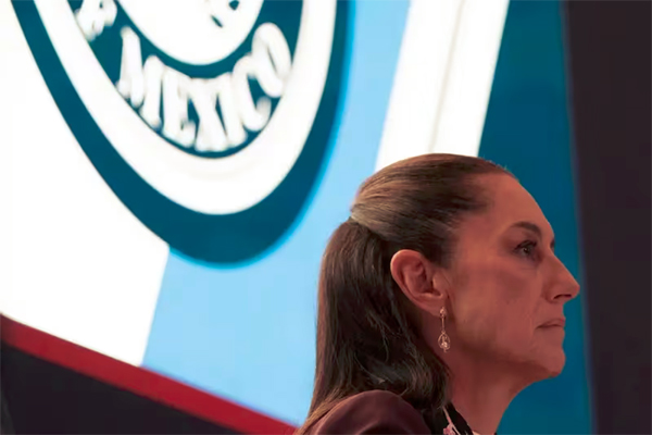 Claudia Sheinbaum, exjefa de Gobierno de la Ciudad de México y precandidata presidencial del partido Morena, durante un evento de la American Society en la Ciudad de México.(Bloomberg/Alejandro Cegarra)