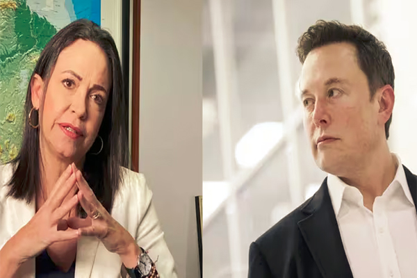 Corina Machado y Elon MuskFuente de las imágenes: Bloomberg