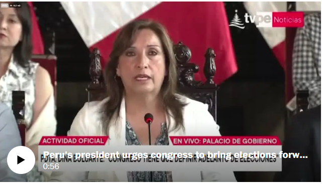Video: Peruvian President Boluarte urged the country's congress for general elections on Dec 17. Deadly protests have rocked Peru since her predecessor's ouster