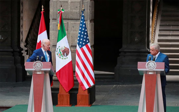 U.S. President Joe Biden and Mexican President Andres Manuel Lopez Obrador attend a joint news conference at the conclusion of the North American Leaders' Summit in Mexico City, Mexico, January 10, 2023. 