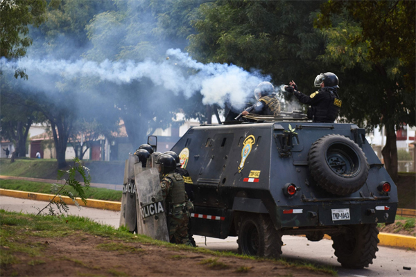 Police fire tear-gas canisters in Cusco, Peru, an Andean city that a union leader described as ‘completely paralyzed.’