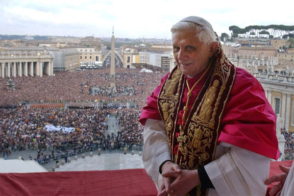 Cardinal Joseph Ratzinger after his election as pope, April 19, 2005.