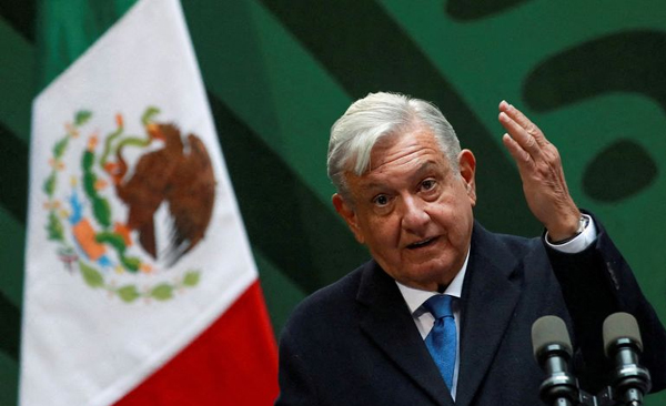 President Andres Manuel Lopez Obrador speaks at the Old City Hall in Mexico City, Jan. 20.