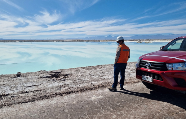 One of the giant brine evaporation pools in Chile’s Atacama Desert. 