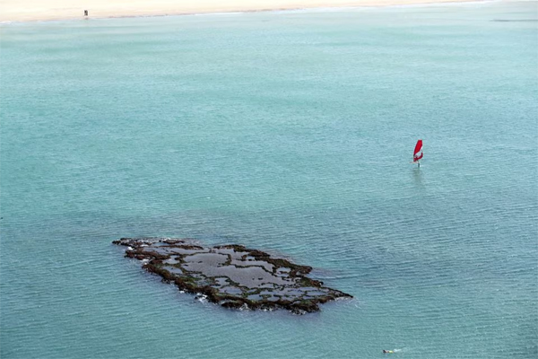 People swim and surf in the sea after an offshore oil spill drenched much of Israel's Mediterranean shoreline with tar, near Atlit, Israel February 22, 2021. REUTERS/Ronen Zvulun