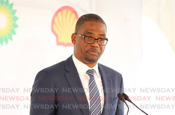 Shell’s senior vice president and country chair Eugene Okpere speaks at the sod-turning ceremony in Brechin Castle, Couva for a solar site on Wednesday. Photo by Lincoln Holder