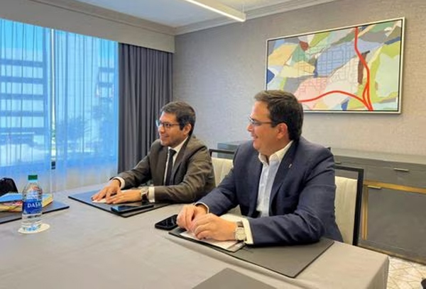 Ecuador's Energy Minister Xavier Vera and Vice Minister Xavier Briz, present Intracampos oil round to U.S. investors, in Houston, Texas, U.S, October 10, 2022.