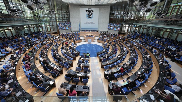 Participants at the United Nations Climate Change Conference in Bonn, Germany on June 8.  Martin Meissner/AP