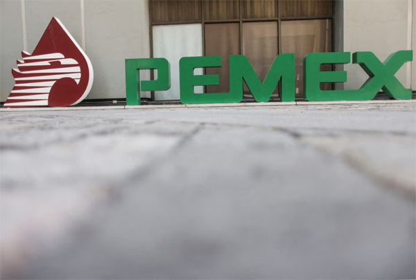 The logo of Petroleos Mexicanos is seen at the headquarters of state-owned oil company Pemex in Mexico City, Mexico, March 7, 2023. (Gustavo Graf/Reuters)