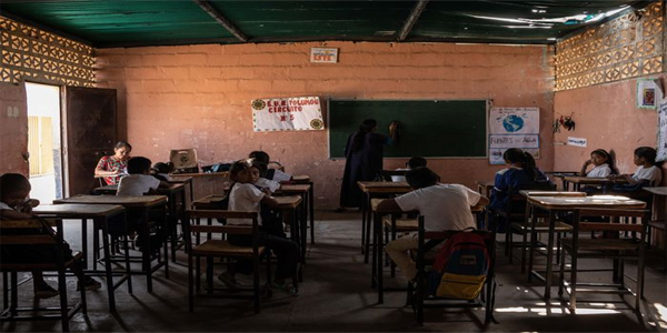 Students in class in La Guajira, Venezuela, April 10. 