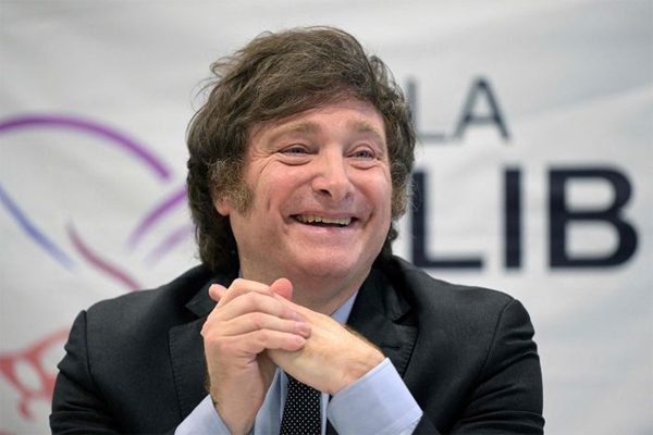 avier Milei, presidential candidate for the Liberty Advances party, at a press conference in Buenos Aires, Oct. 11. Photo: juan mabromata/Agence France-Presse/Getty Images
