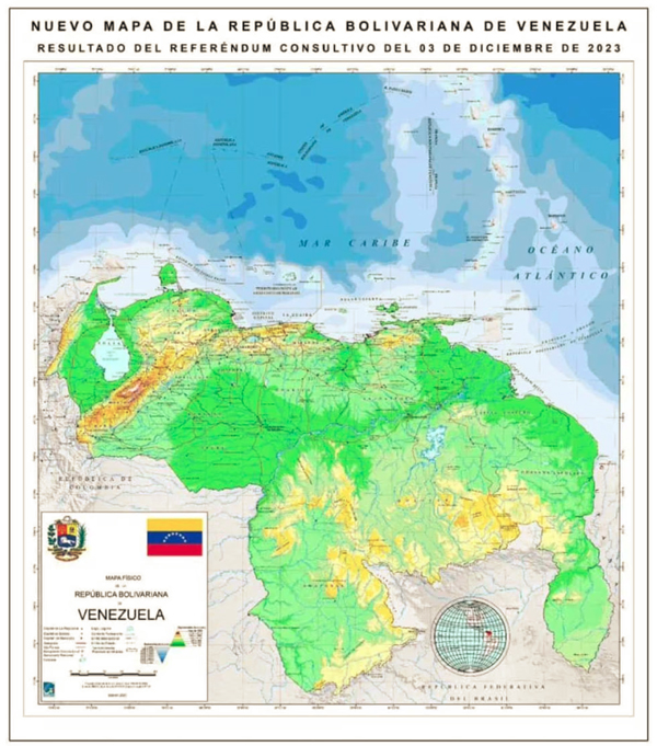 New official Venezuelan map. Maduro mobilizes the Army and announces annexation of the Essequibo by law (Gov.Venezuela)