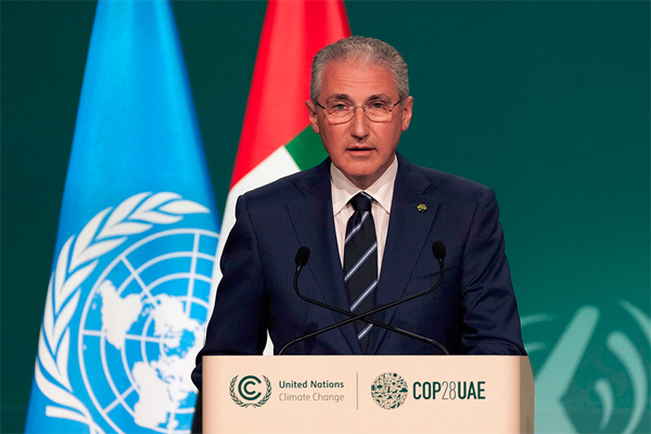 Mukhtar Babayev during the COP28 Climate Summit, in Dubai, on Dec. 9.Photographer: Kamran Jebreili/AP Photo