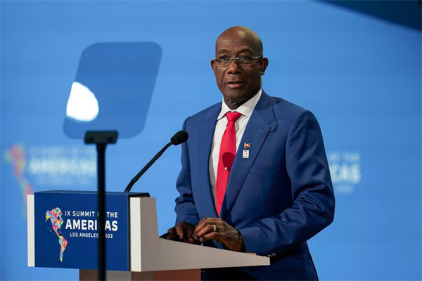 Trinidad and Tobago's Prime Minister Keith Rowley speaks during the Leaders' Second Plenary Session during the Ninth Summit of the Americas in Los Angeles, California, U.S., June 10, 2022. REUTERS/Lauren Justice/