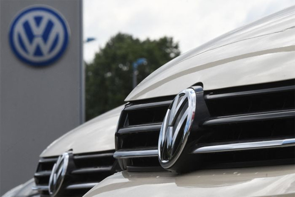 Volkswagen cars for sale at a dealership in Hamm, Germany, May 25, 2020. (Ina Fassbender/AFP)