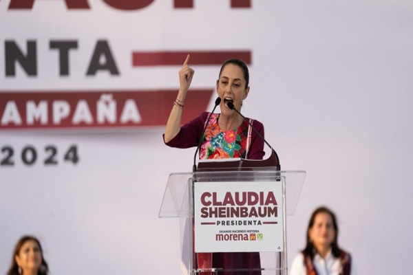 Presidential candidate echoes AMLO’s support for Pemex. Both Pemex and CFE to remain public companies under her plan.Claudia Sheinbaum, former mayor of Mexico City and presidential candidate for the Morena party, speaks during a campaign launch event in Mexico City, Mexico, on Friday, March 1, 2024. Photographer: Victoria Razo/Bloomberg