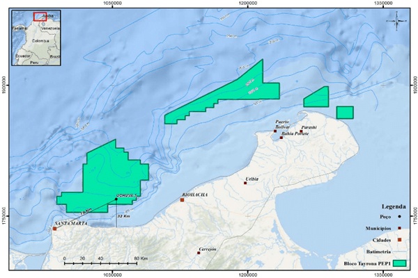 Map shows location of Uchuva well offshore Colombia