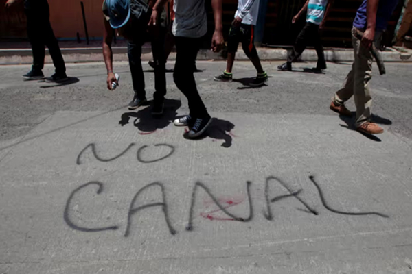 A protester against the construction of the Atlantic-Pacific canal in Nicaragua. Photograph: Oswaldo Rivas/Reuters