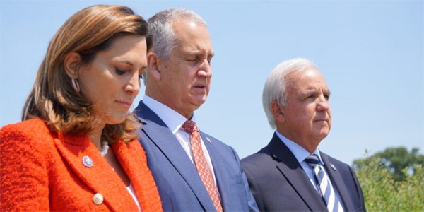 Florida GOP U.S. Reps. Carlos Giménez, Jose Díaz-Balart, and Maria Salazar on Jan. 14, 2024.
