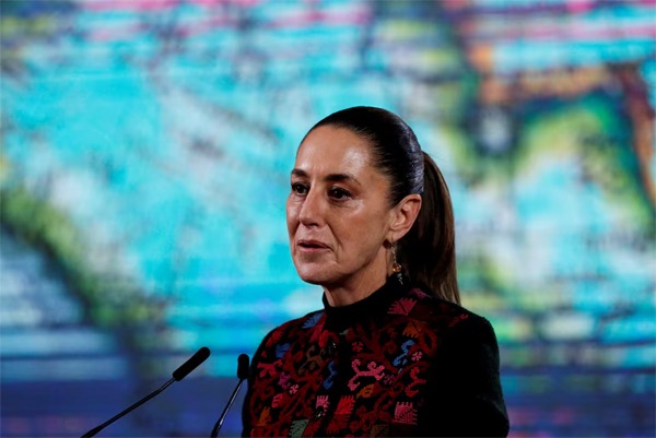 Mexico's President Claudia Sheinbaum speaks during a press conference at the National Palace, in Mexico City, Mexico January 8, 2025. REUTERS/Henry Romero